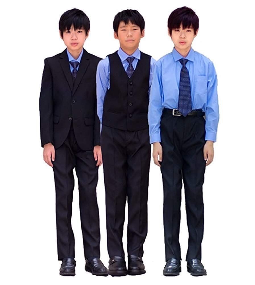 Size:155_Color:黒 ブラック [ボーナ ヴィータ] 男の子 スーツ 7点