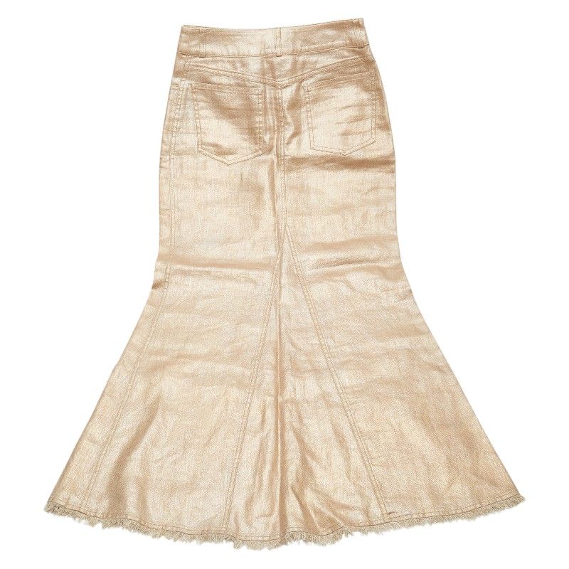 シャネル スカート ロングスカート サイズ 36 ゴールド リネン シルク レディース CHANEL 1-0231153
