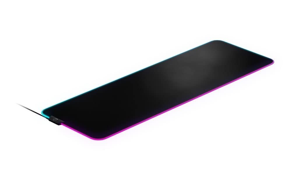Size:XL SteelSeries ゲーミングマウスパッド 2ゾーン RGB イルミネーション 9cm×30cm×0.4cm QcK Prism Cloth XL ブラック
