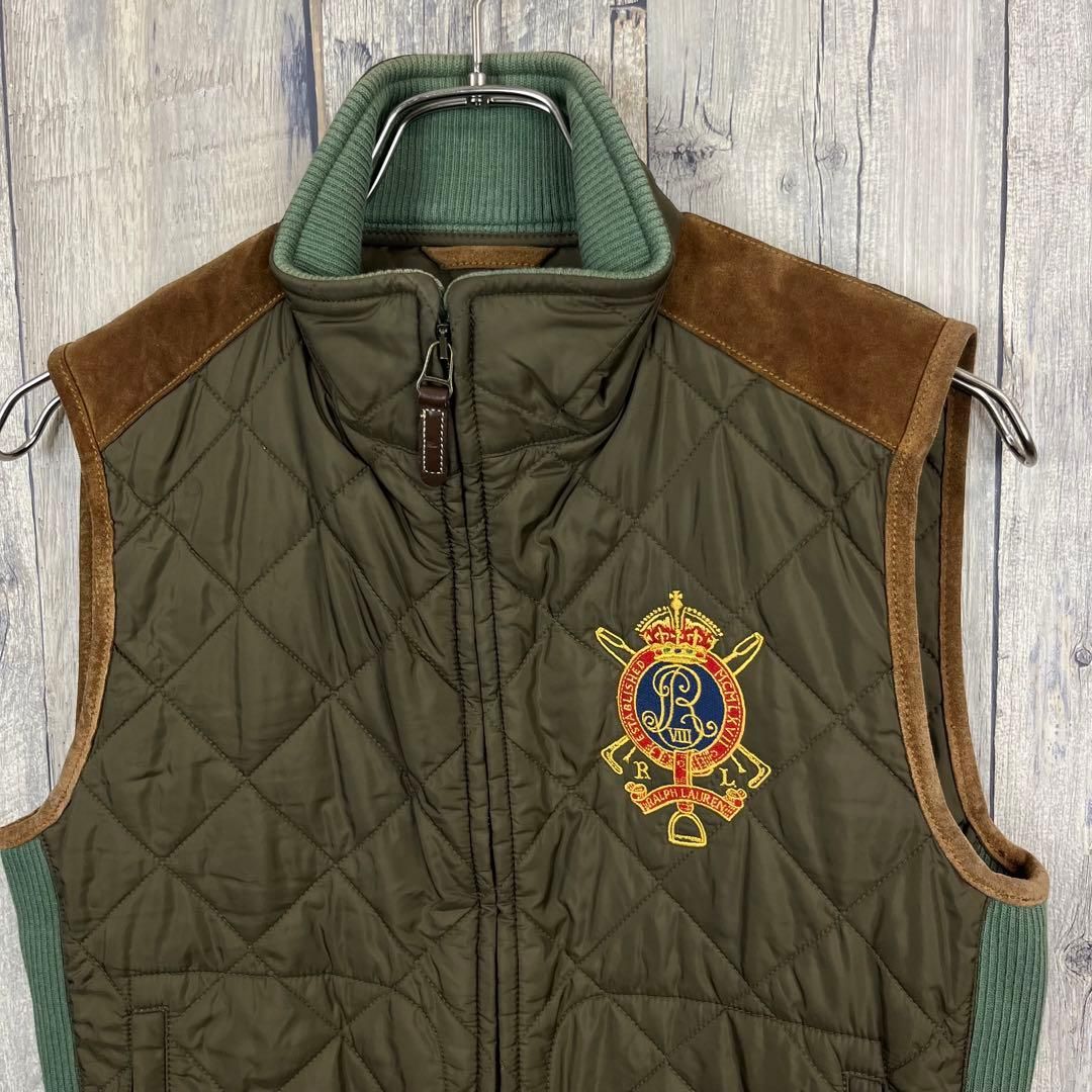 RALPH LAUREN ラルフローレン 牛革 切り替え 中綿 ダウンベスト M 中古