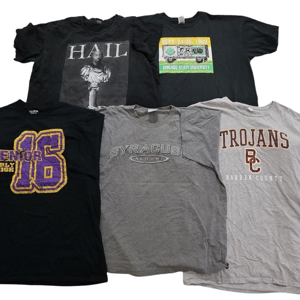 古着卸 まとめ売り 黒・グレー ボディ プリント 半袖Tシャツ 20