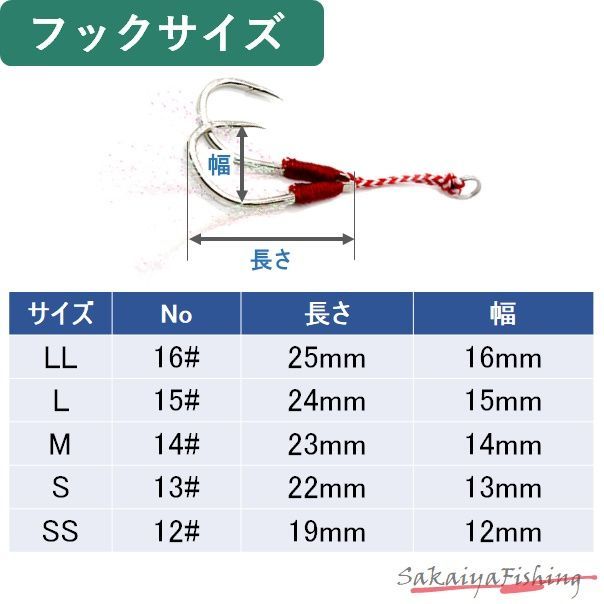 アシストフック ダブル10個セットSS 12#（長さ：19mm）防サビまとめ売り - ルアー・フライ