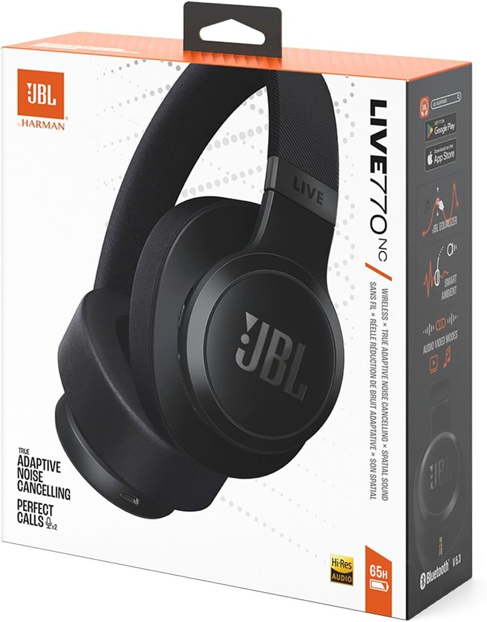 JBL JBL LIVE 770 NC スタイル デザイン ハイブリッドノイズキャンセリング Bluetooth対応 マルチポイント オーバーイヤーヘッドホン ブラック JBLLIVE770NCBLK