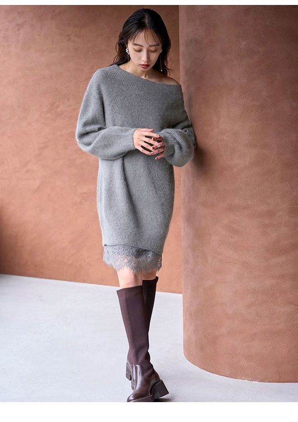 長袖 オフショルダー