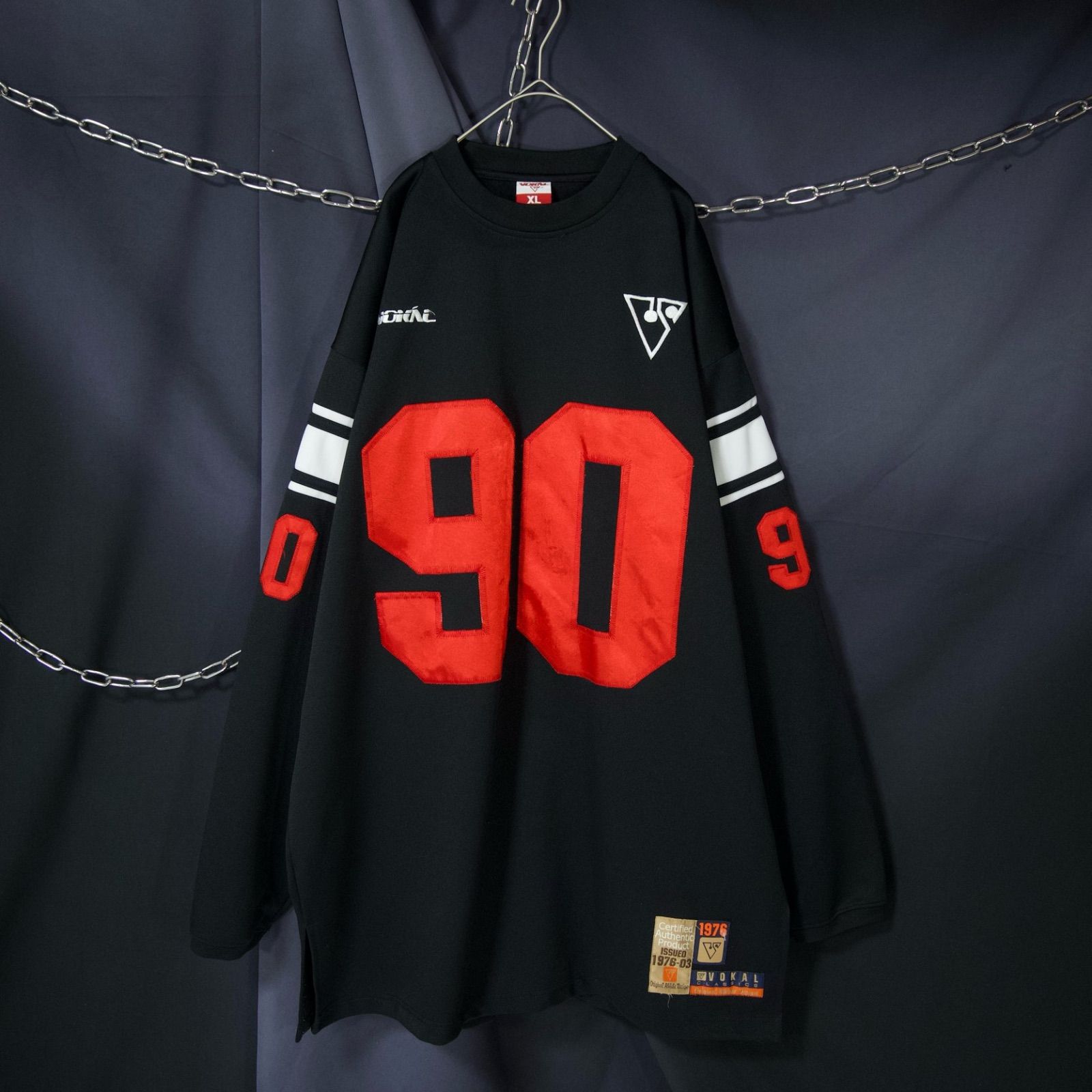 00s VOKAL Oversized Numbering Embroidery V-Neck L/S Game