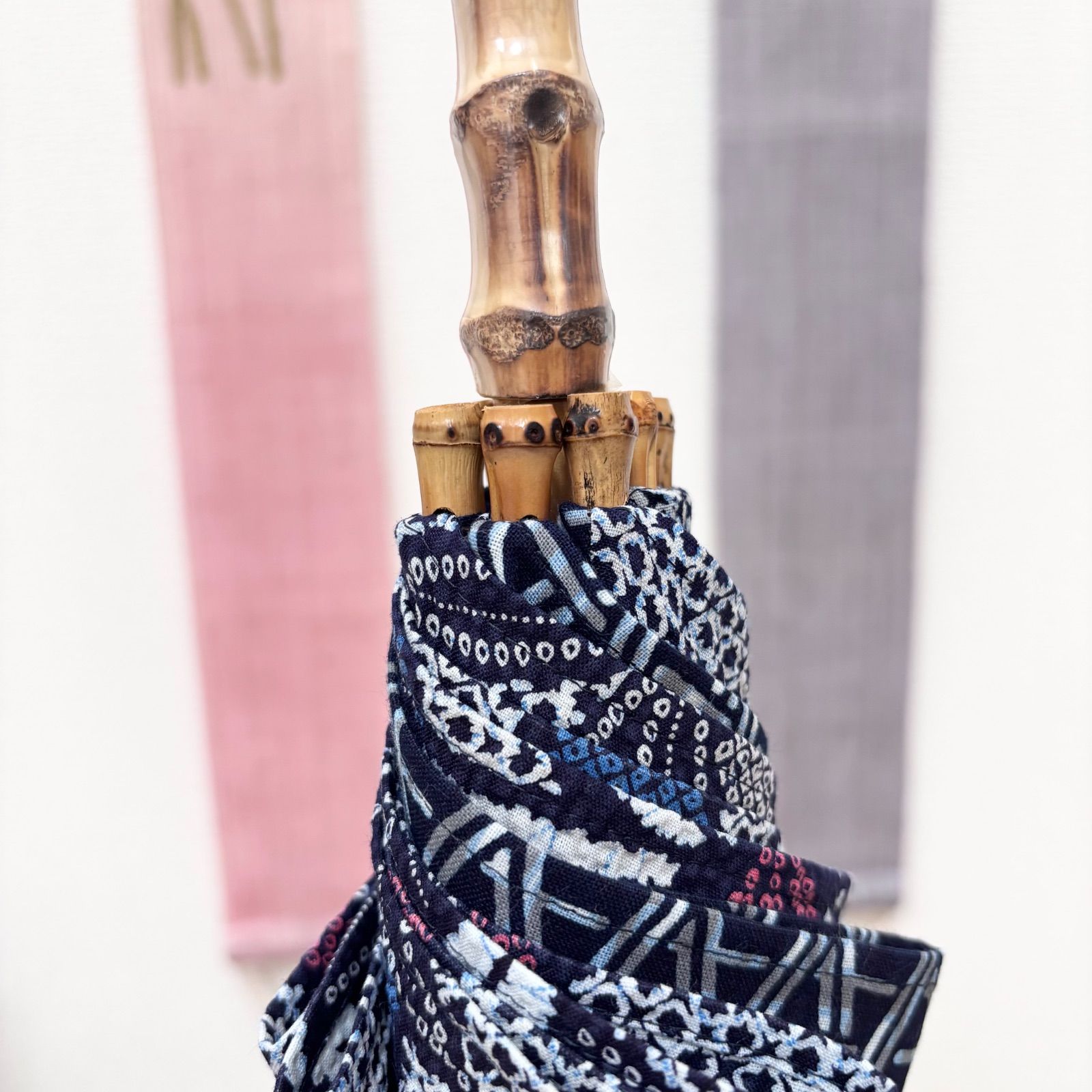 ハンドメイド 浴衣反物から作ったプリンセスラインワンピースと日傘 風 