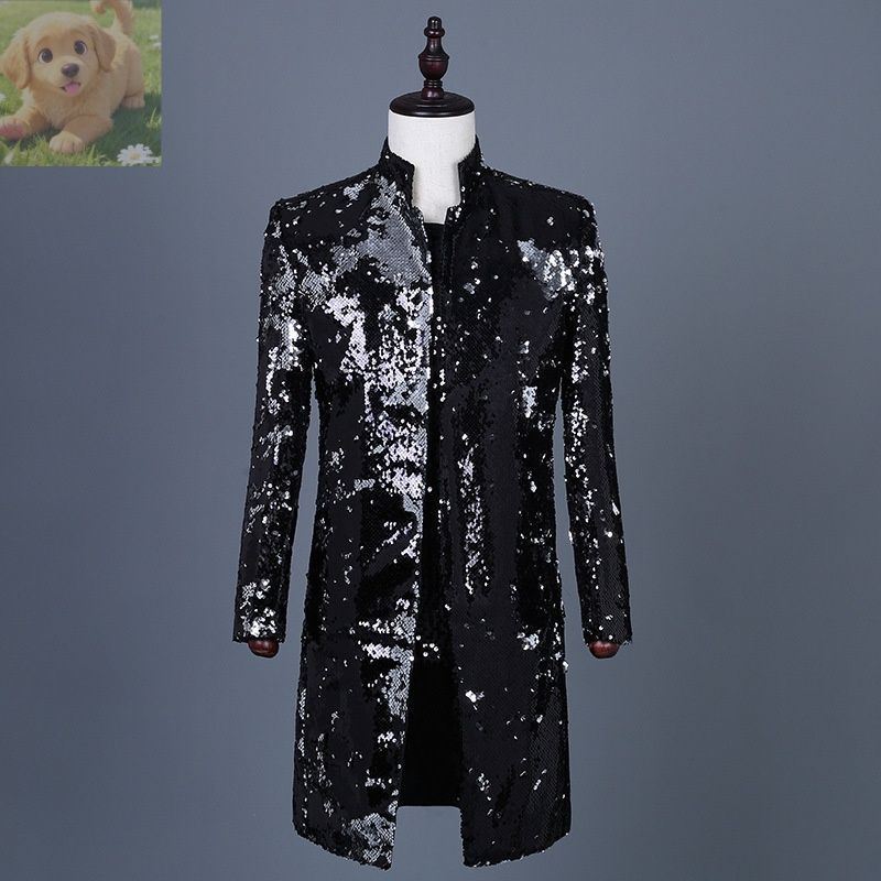 メンズ スーツ ロングジャケット グラデーション 2色シルバー ゴールド宮廷S M L-6XL演歌 歌手衣装DJ舞台衣装コスプレ