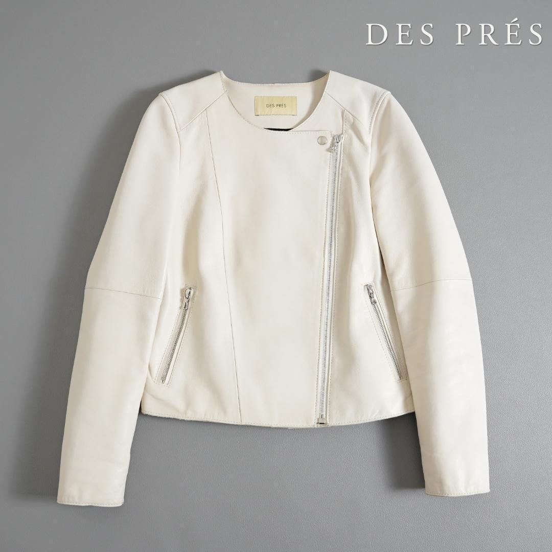 747y*トゥモローランド デプレ ラムレザー ノーカラージャケット