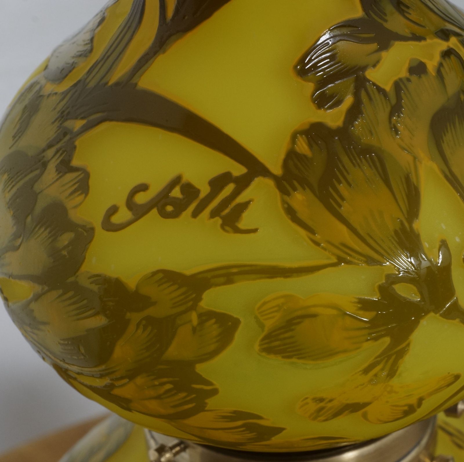 証明書】 エミールガレ2灯 カメオ彫り 被せガラス フロア照明 ナイト