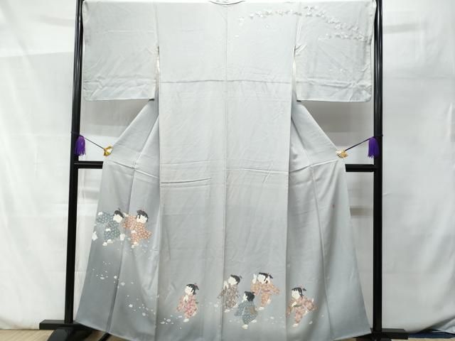 平和屋着物○十日町友禅作家 関口遼一 訪問着 童子遊び 凧揚げ 暈