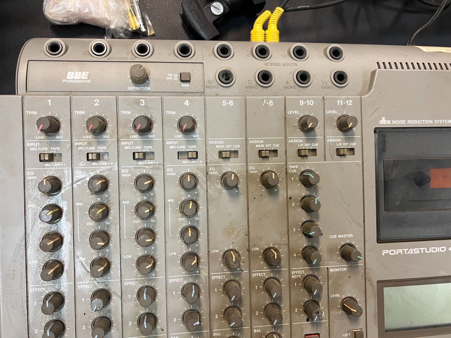 TASCAM PORTASTUDIO 464 4トラック カセットMTR 本体一式 マイク ヘッドホン ケーブル類