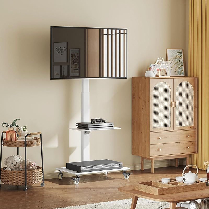 WLIVE テレビスタンド 壁寄せテレビスタンド 30-65インチ対応 キャスター付き 壁寄せ VESA規格 横100-600mm 縦100-400mm tvスタンド 液晶TVスタンド キャスター 自立式 省スペース 伸縮 高さ調節 左右首振り ラック回転 1