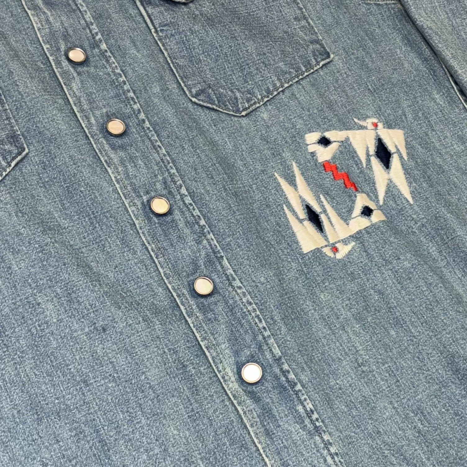 シュガーケーン ブルーデニム 刺繡 ウェスタンシャツ エイジング