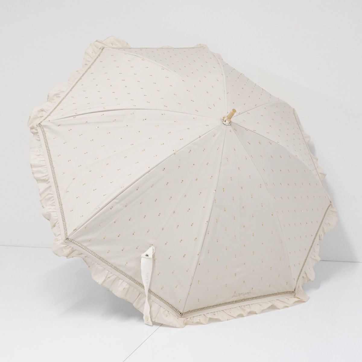 ジルスチュアート モカベージュ ブラウン フリル晴雨兼用傘 ジル