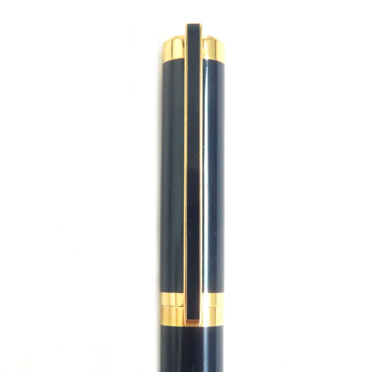 極美品□S.T.Dupont/エステーデュポン クラシック ペン先750 Fニブ キャップ式 万年筆 ネイビー×ゴールド メンズ  箱・カード・インク付き　t03-st30303-561