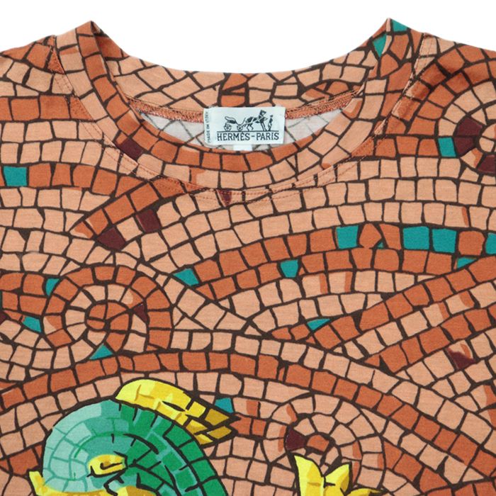 美品】HERMES エルメス ワンピース モザイク タイル柄 イルカ ロゴ 