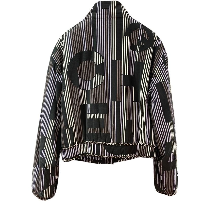 シャネル CHANEL チェーン装飾ロゴ総柄ブルゾン P75543 ブラック 