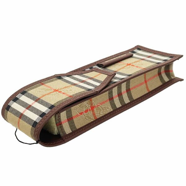 バーバリー ペンケース バーバリーチェック ペンポーチ キャンバス レザー 革 ベージュ系 マルチ ブラウン 茶色 BURBERRY チェック柄 ペン入れ 筆箱 文房具 小物入れ ブランド小物 SKLAD-KIRPICHA_RU