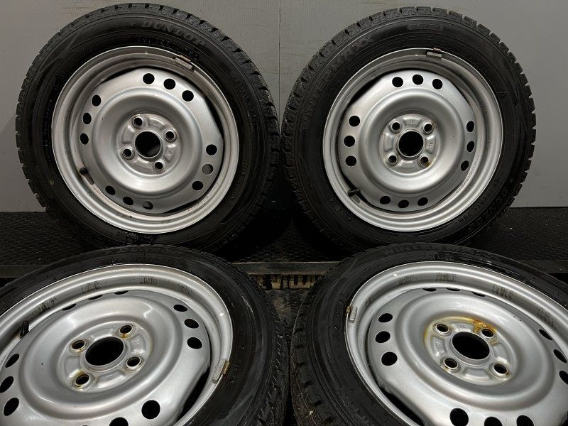 DUNLOP WM02 155|65R14 スタッドレス スチールホイール 14インチ 4.5J4HPCD100 ハブ径54mm バリ溝 ミライース タント ムーヴ MTB812