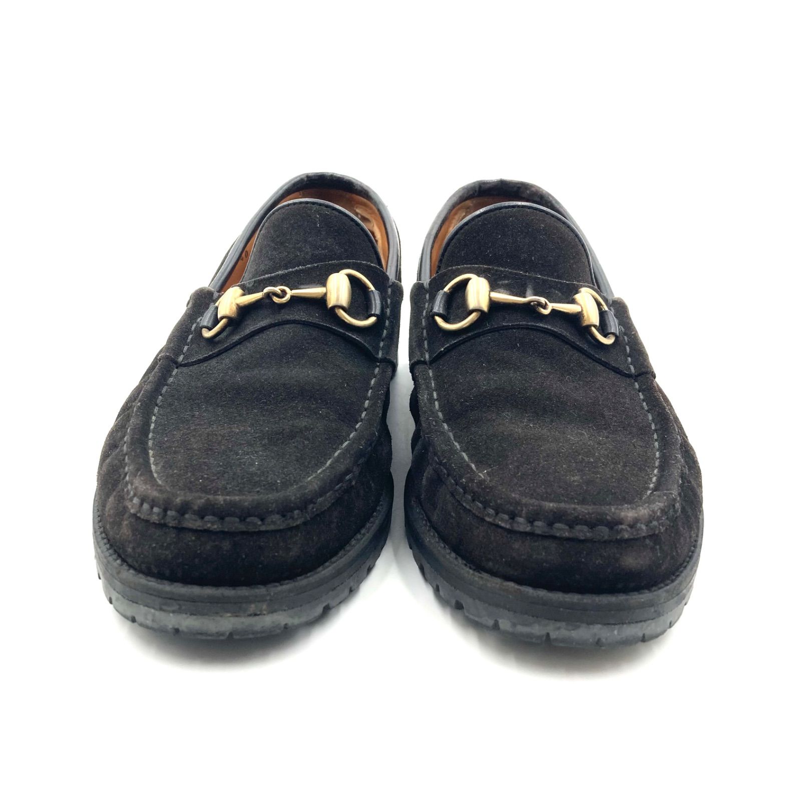 【美品】GUCCI グッチ40E ホースビットローファー 黒 ゴールド GUCCI グッチ ホースビットローファー スエード レザー 革靴