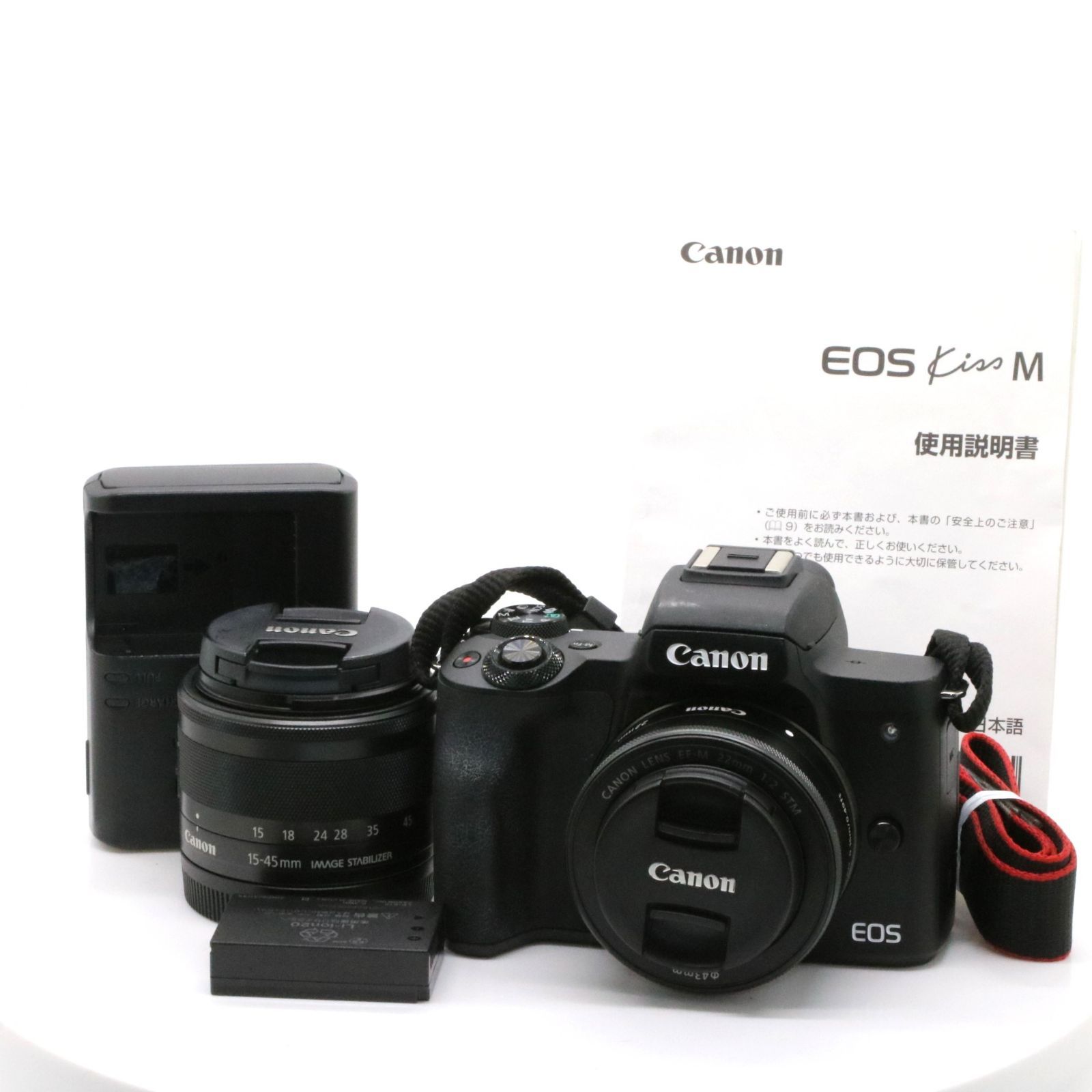 良品 Canon ミラーレス一眼カメラ EOS Kiss M ダブルレンズキット ブラック EOSKISSMBK-WLK - メルカリ