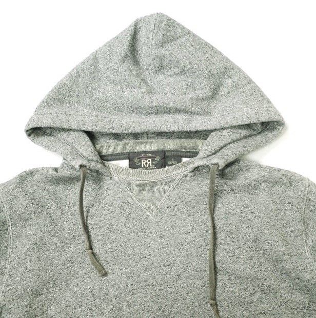 RRL ダブルアールエル Salt&Pepper Hoodie 前V セパレートポケット後付けパーカー S グレー Double RL スウェット プルオーバー フーディー トップス g18285