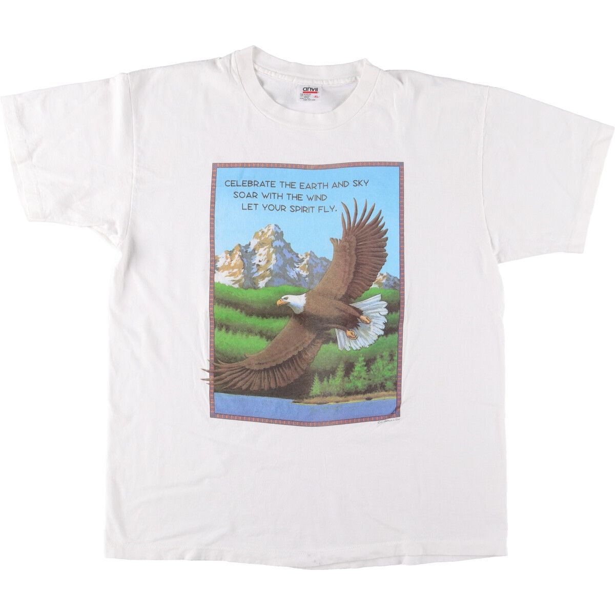 古着 90年代 アンビル Anvil human-i-tees 鷲柄 イーグル柄 プリントTシャツ メンズXL相当 ヴィンテージ|eaa548852