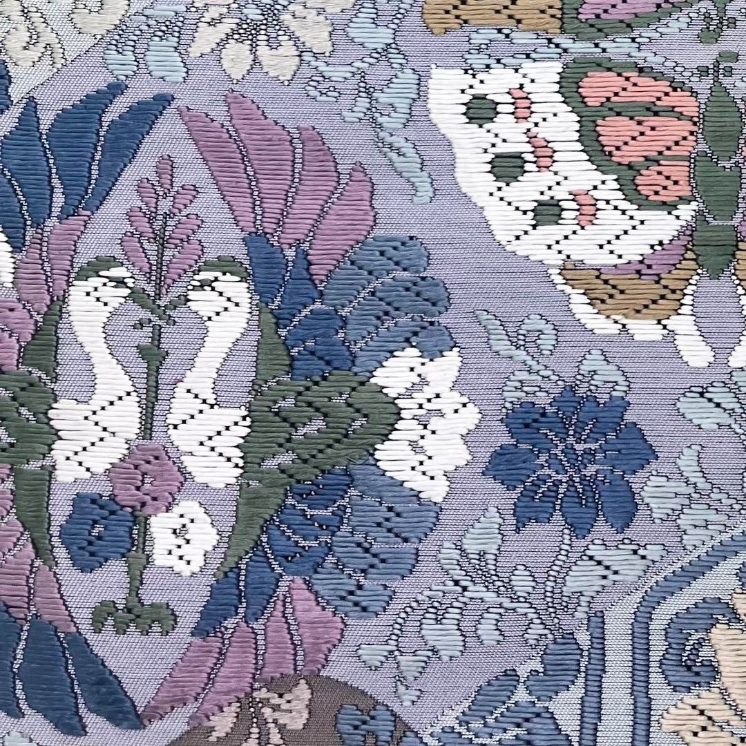 袋帯 花紋 白寿苑 八つ藤 唐草 ホワイト 着物 115a d 袋帯 花紋 白寿苑