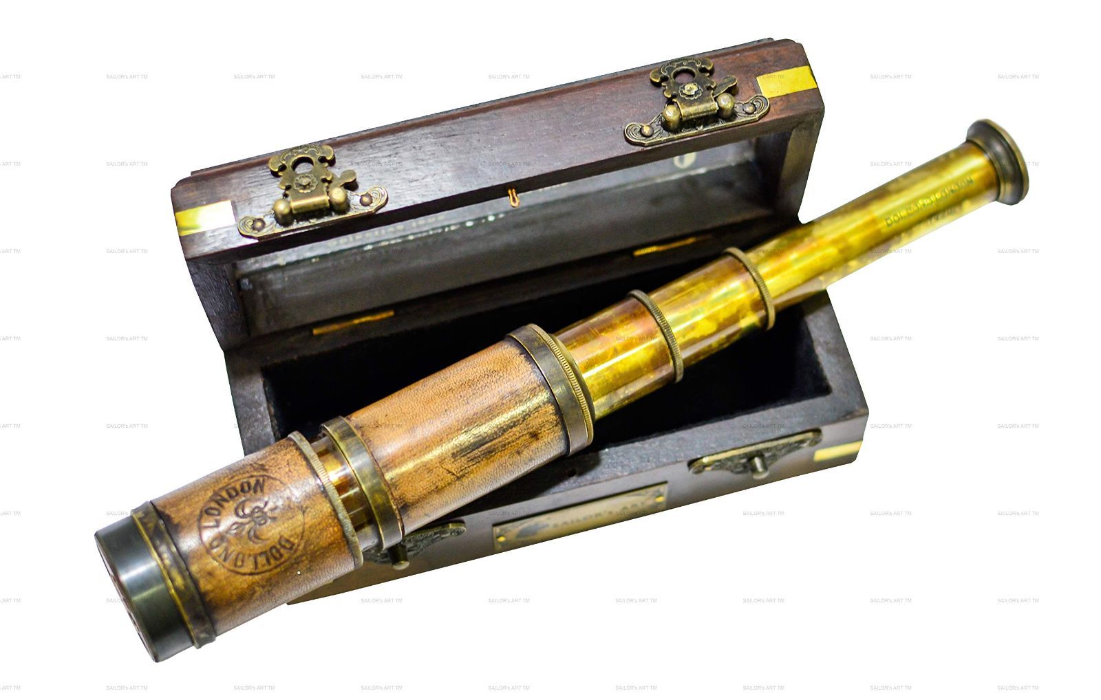 アンティークブラス望遠鏡木製ボックス