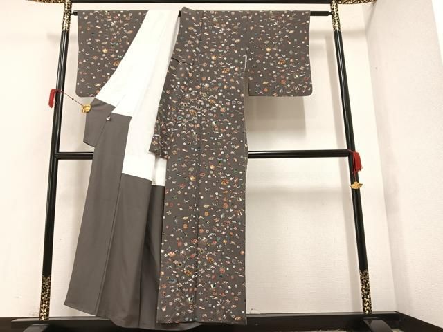 平和屋着物○上質な小紋 宝尽くし 金彩 鬼しぼ縮緬 正絹 逸品