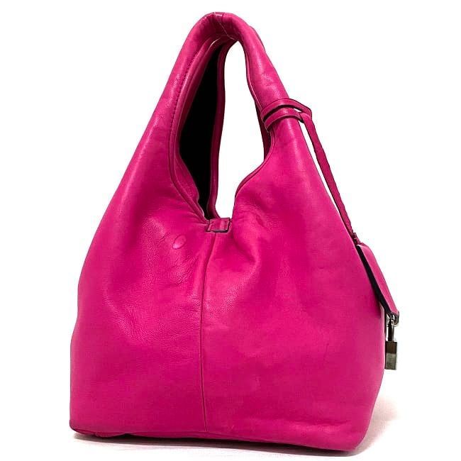 ロエベ ハンドバッグ カリエ ピンク シルバー ミニ トート レザー