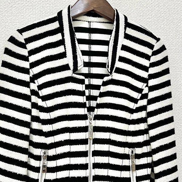anc GKITALIYA 伊太利屋 ジャケット 7 黒 白 ボーダー スパンコール