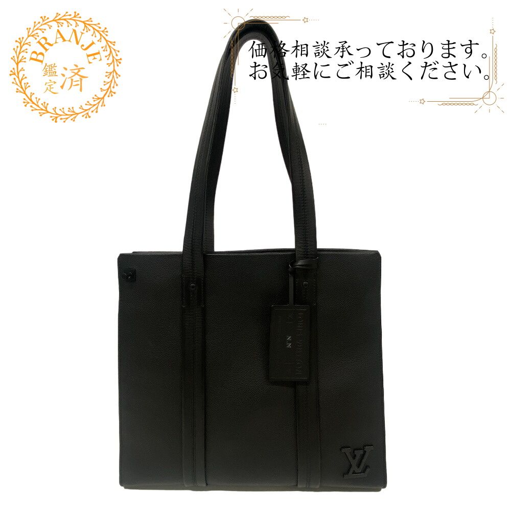 LOUIS VUITTON/ルイヴィトン ビトン M57308 LV アエログラム レザー トートバッグ ブラック メンズ ブランド
