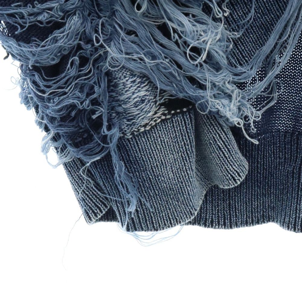 DIESEL (ディーゼル) 24SS k-boboli Destroyed indigo V-neck cardigan
