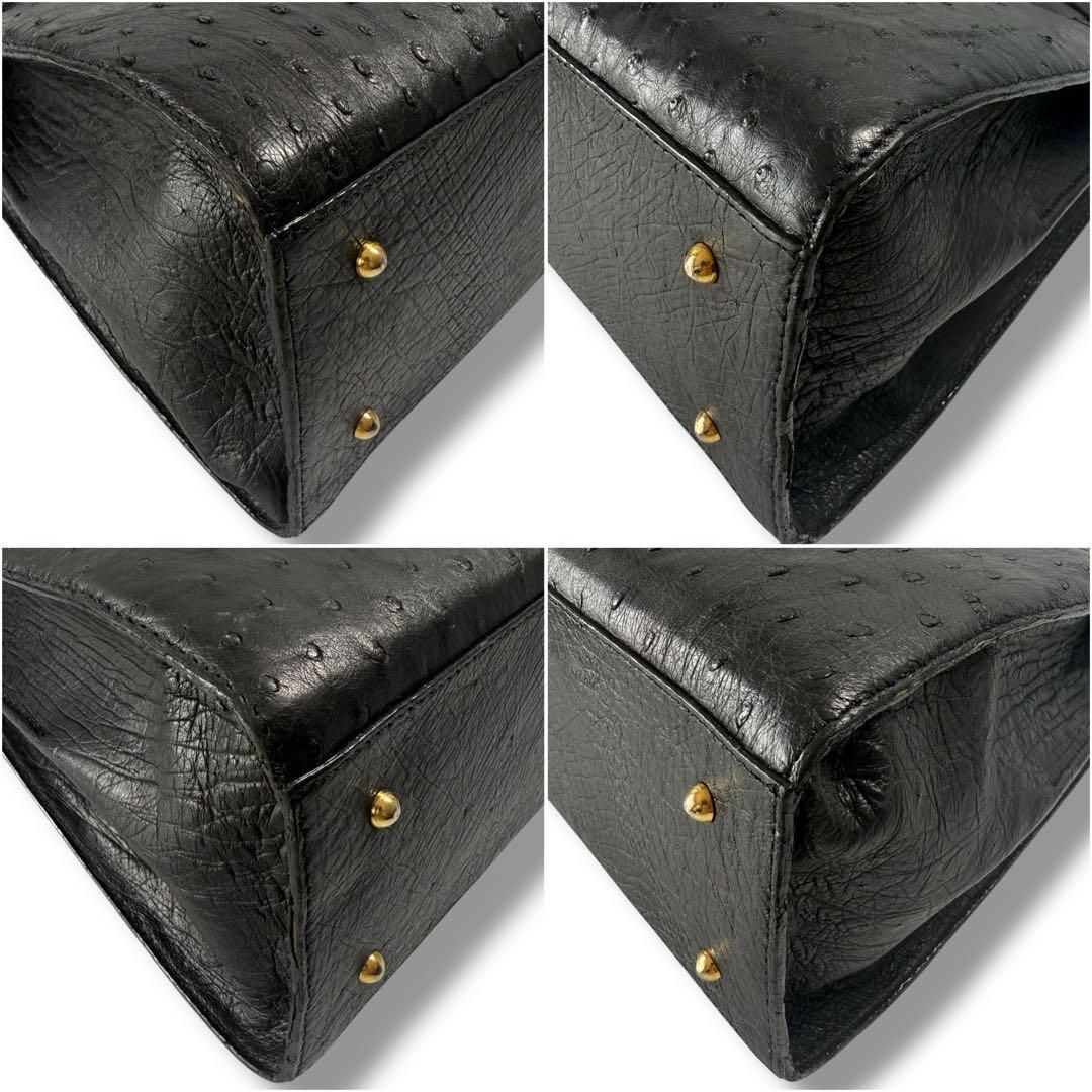 良品】オーストリッチ OSTRICH オールレザー ダチョウ革 ワンハンドル