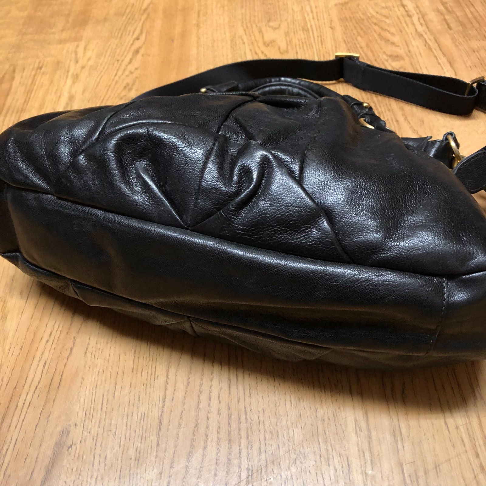SAZABY サザビー 黒 レザー トートバッグ ショルダーバッグ 鞄 多収納 