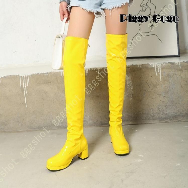 【美品】yello イエロー　ニーハイブーツ　ストレッチ　M ストレッチブーツ ロング レディース ブーツ ローヒール