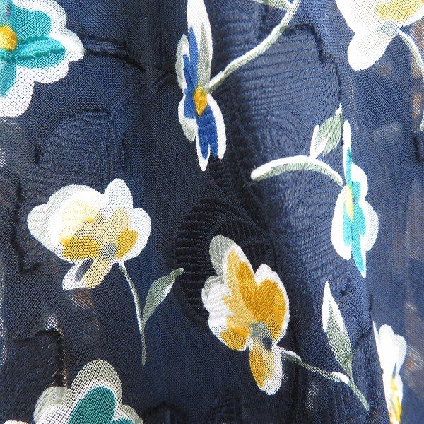 s レリアン Leilian ワンピース 9 紺系 マルチ 花柄 半袖 お花
