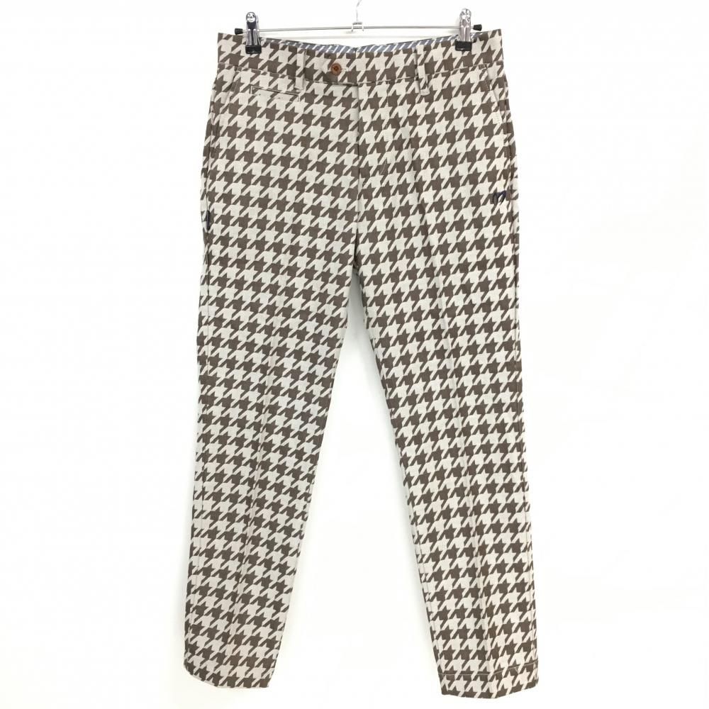 【超美品】マスターバニー パンツ ブラウン×ベージュ 千鳥格子 ストレッチ メンズ 4(M) ゴルフウェア MASTER BUNNY EDITION