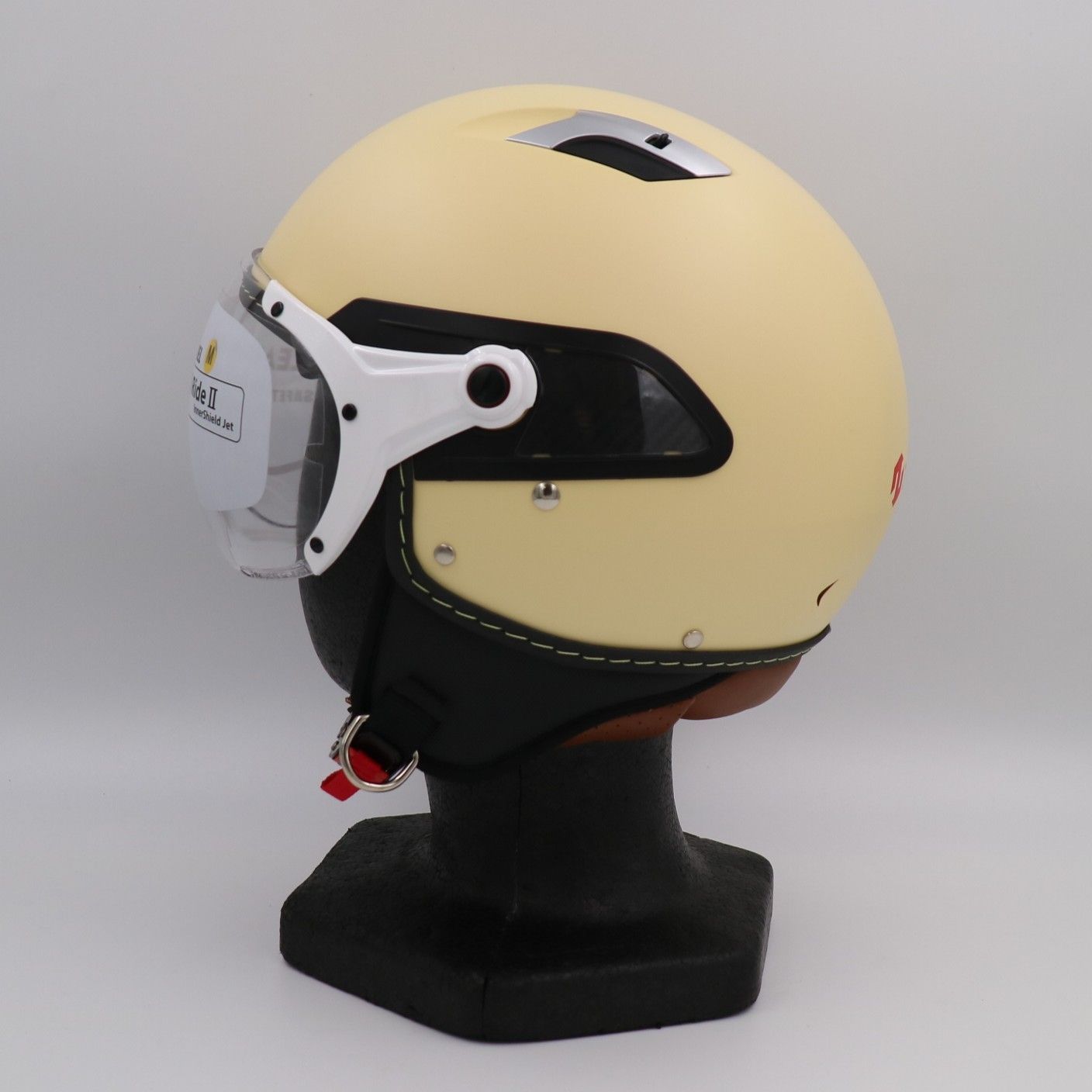 ジェットヘルメット 新品 シールド付き Mサイズ アイボリー PSC/SG Ｗシールド ジェットヘルメットメタリックホワイトサン