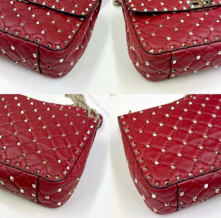 ヴァレンティノ スパイク ロックスタッズ 2way ショルダーバッグ 赤