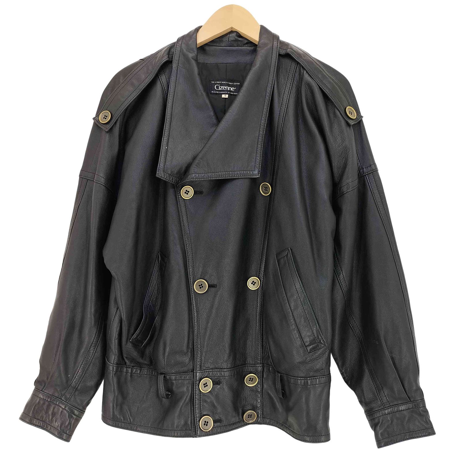 ユーズドフルギ USED古着 ダブルブレスト レザージャケット メンズ 9  