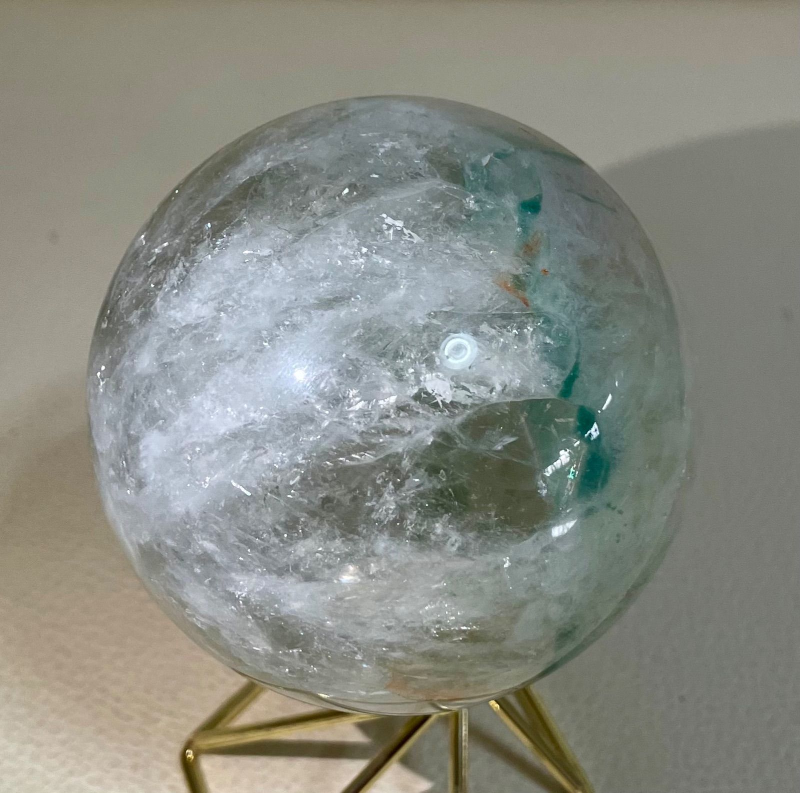 グリーン辰砂クォーツ 瑪瑙水晶共生 クリスタル アゲート シナバーインクォーツ グリーン辰砂クォーツ 玉サイズ約7cm 瑪瑙水晶共生 クリスタル