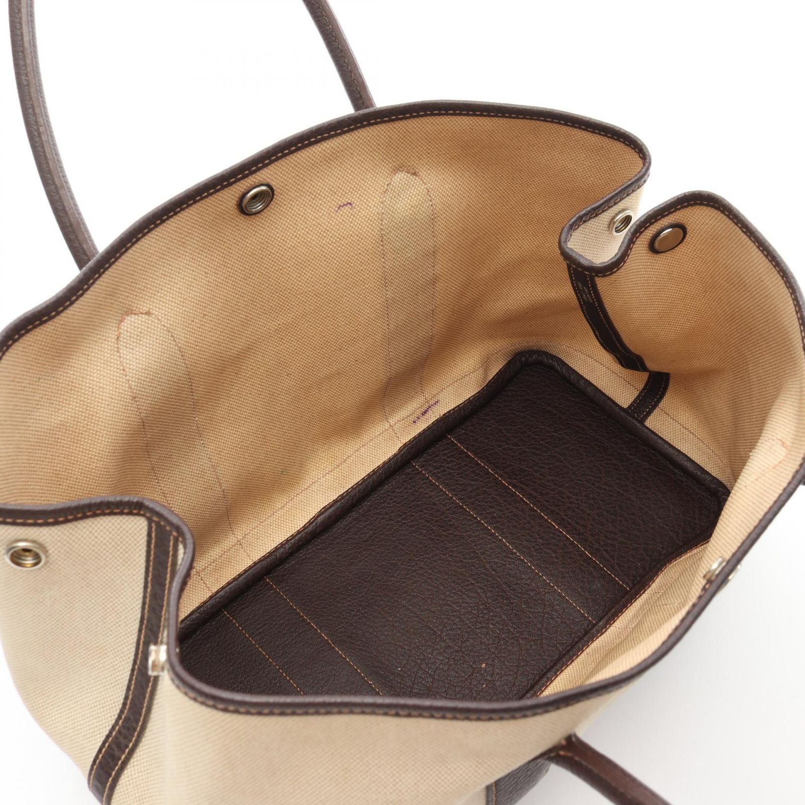 【超美品】本物 エルメス ガーデンパーティー トート バッグ マロン HERMES ガーデンパーティー PM キャンバス×レザー マロン エルメス