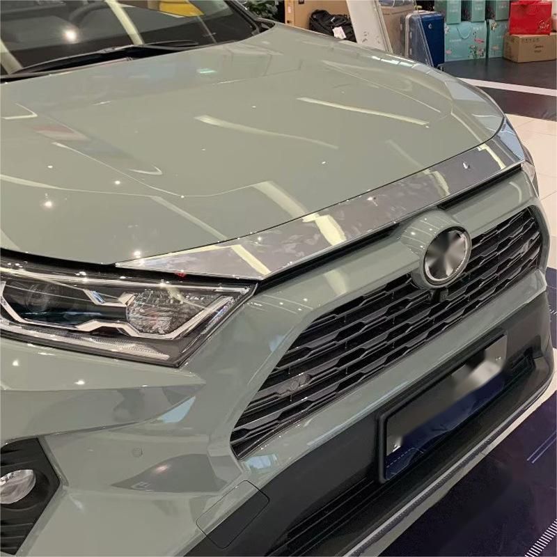 送料無用 トヨタ RAV4 2019-2020 普通版 フロントボンネットガーニッシュ ABS製 外装パーツ 電鍍シルバー ブラックカーボン