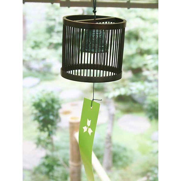 駿河竹千筋細工 風鈴 白糸 塗り H-14 静岡県伝統工芸品 杉山雅泰 作 職人が竹ひごを組んで千筋にして作り上げられたインテリア 繊細で滑らかな曲線美