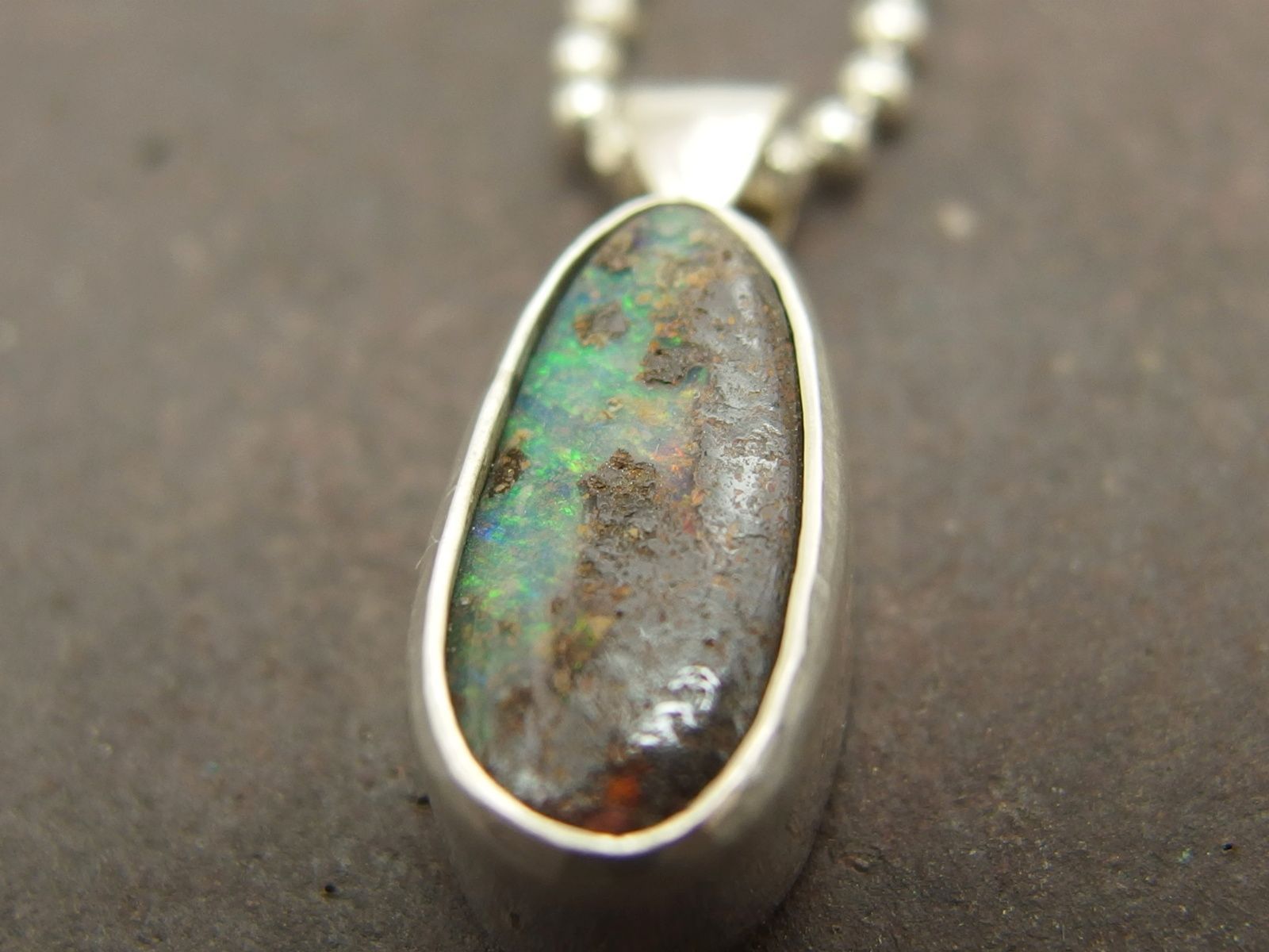 ボルダーオパールネックレス silver 天然石 オパール首飾り