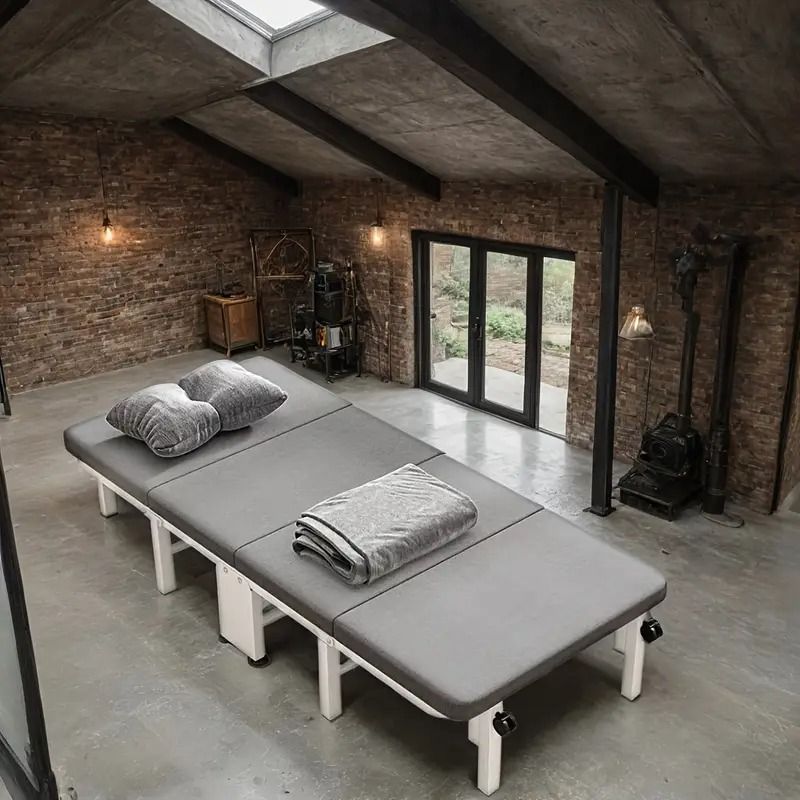 折りたたみベッド シングル 190×60×24cm 高反発マットレス付き 四つ折り コンパクト収納 キャスター付き 軽量 簡易ベッド 折りたたみ式 組み立て簡単 キャンプ 来客 寮 一人暮らし向