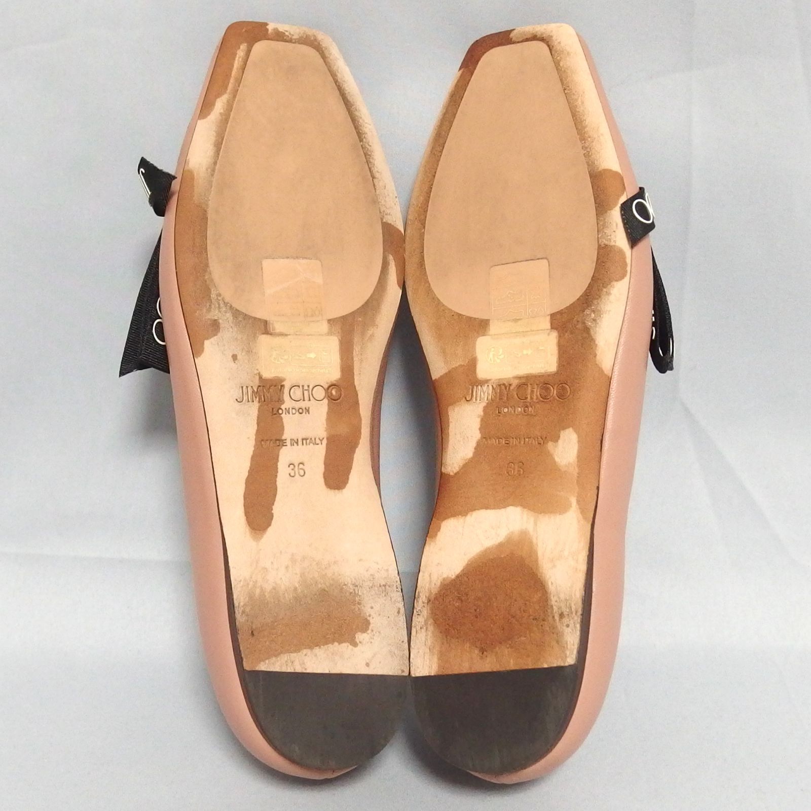 ☆JIMMY CHOO VEDA BALLERINA BALLET PINK レザー ロゴ リボン バレエ