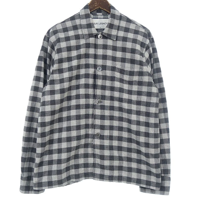 アワーレガシー/OUR LEGACY SHIRTING ブロック チェック コットン フランネル シャツ グレー  サイズ メンズ44